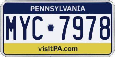 PA license plate MYC7978