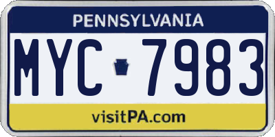 PA license plate MYC7983