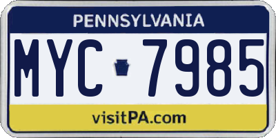 PA license plate MYC7985