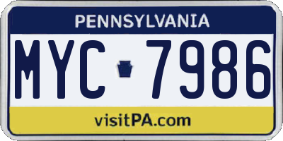 PA license plate MYC7986