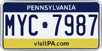PA license plate MYC7987
