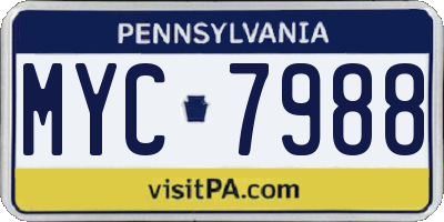 PA license plate MYC7988