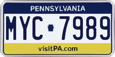 PA license plate MYC7989