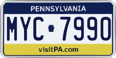 PA license plate MYC7990