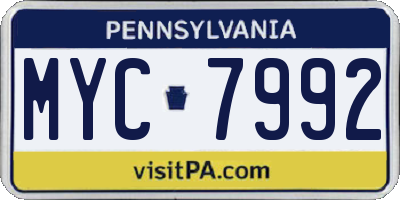 PA license plate MYC7992