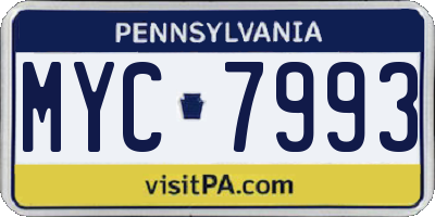 PA license plate MYC7993
