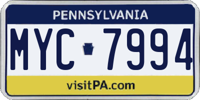 PA license plate MYC7994