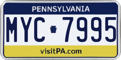 PA license plate MYC7995