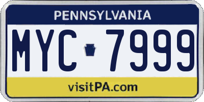 PA license plate MYC7999