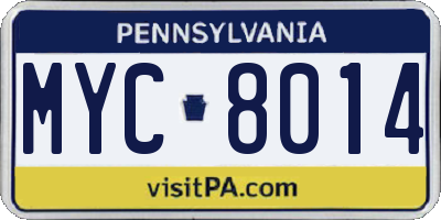 PA license plate MYC8014