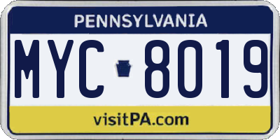 PA license plate MYC8019