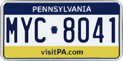 PA license plate MYC8041
