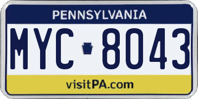 PA license plate MYC8043