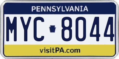 PA license plate MYC8044