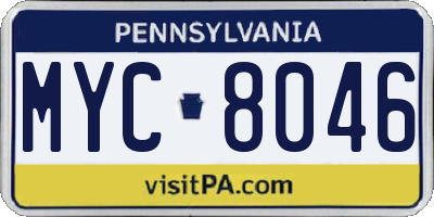 PA license plate MYC8046