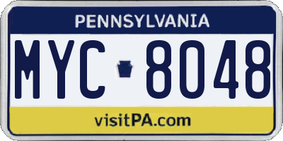 PA license plate MYC8048