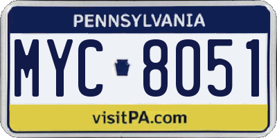PA license plate MYC8051