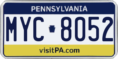 PA license plate MYC8052
