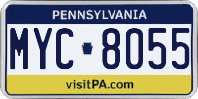 PA license plate MYC8055