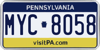 PA license plate MYC8058