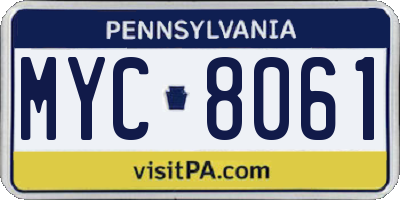 PA license plate MYC8061