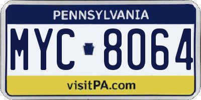PA license plate MYC8064