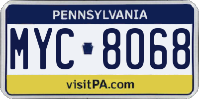 PA license plate MYC8068