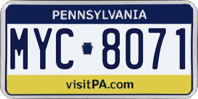 PA license plate MYC8071