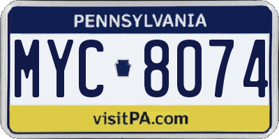 PA license plate MYC8074