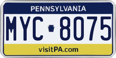 PA license plate MYC8075