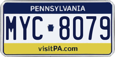 PA license plate MYC8079