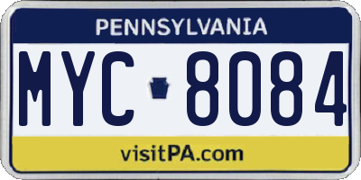 PA license plate MYC8084