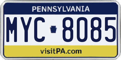 PA license plate MYC8085