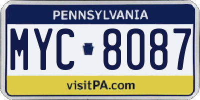 PA license plate MYC8087