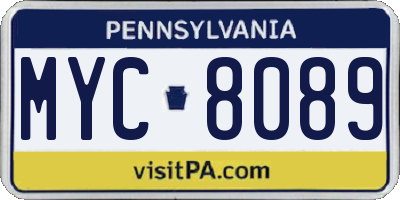 PA license plate MYC8089