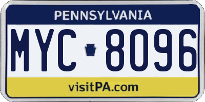 PA license plate MYC8096