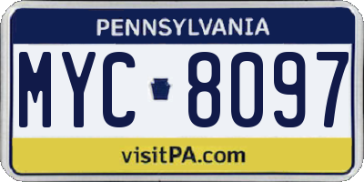 PA license plate MYC8097
