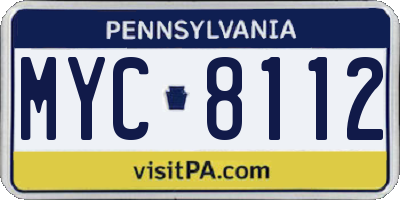 PA license plate MYC8112
