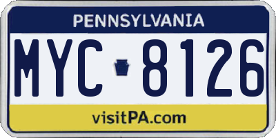 PA license plate MYC8126