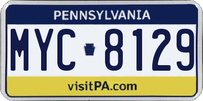 PA license plate MYC8129