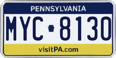 PA license plate MYC8130