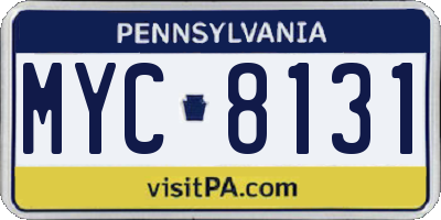 PA license plate MYC8131
