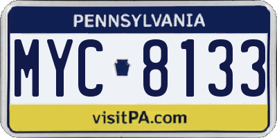 PA license plate MYC8133