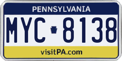 PA license plate MYC8138