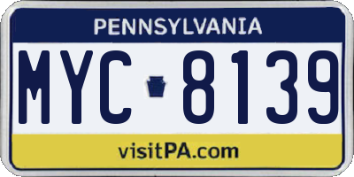 PA license plate MYC8139