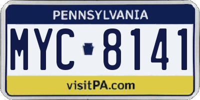 PA license plate MYC8141