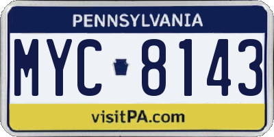 PA license plate MYC8143