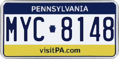 PA license plate MYC8148