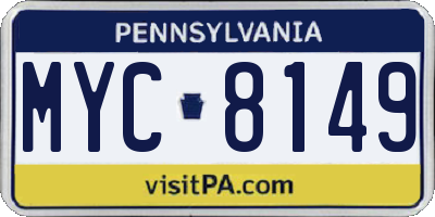 PA license plate MYC8149