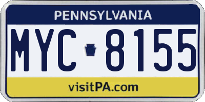 PA license plate MYC8155